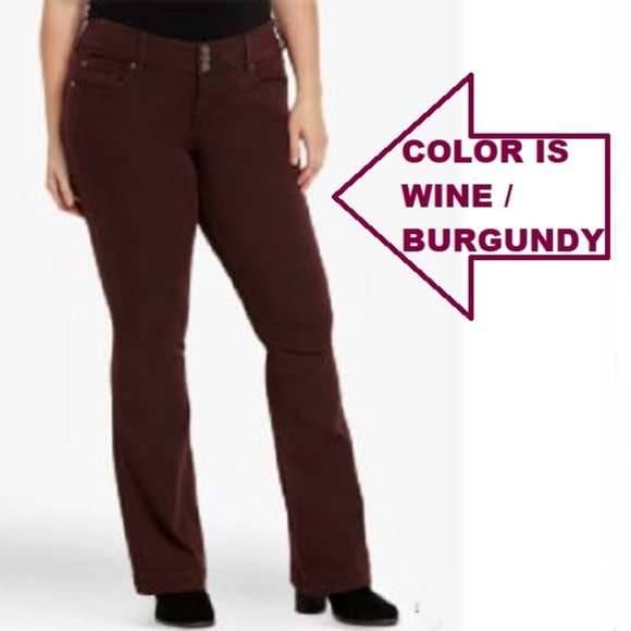 maroon colored jeans